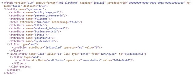 open the recently downloaded FetchXML query from Dynamics 365