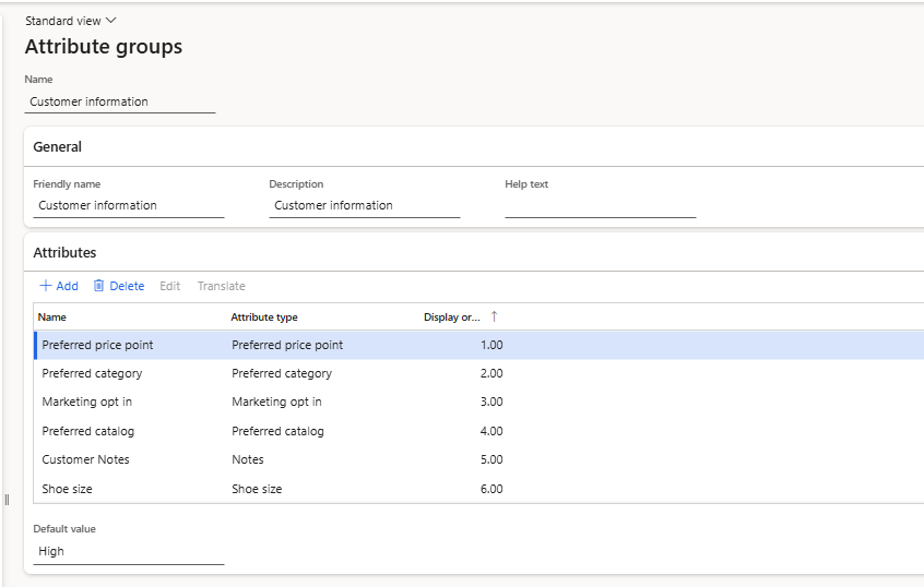 creating price attribute groups in Dynamics 365