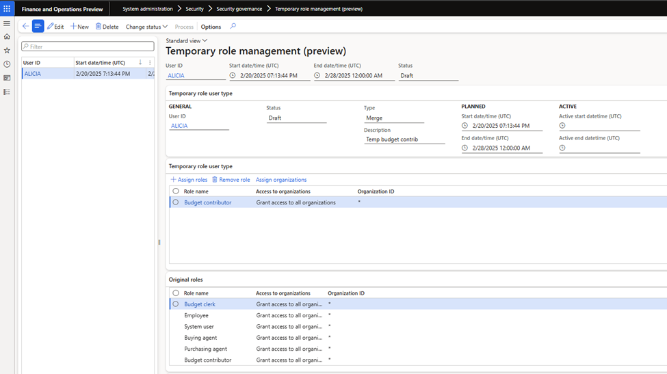 temporary role management