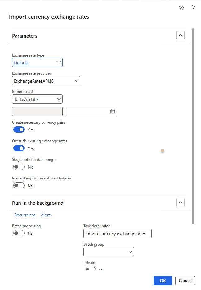import currency exchange rates