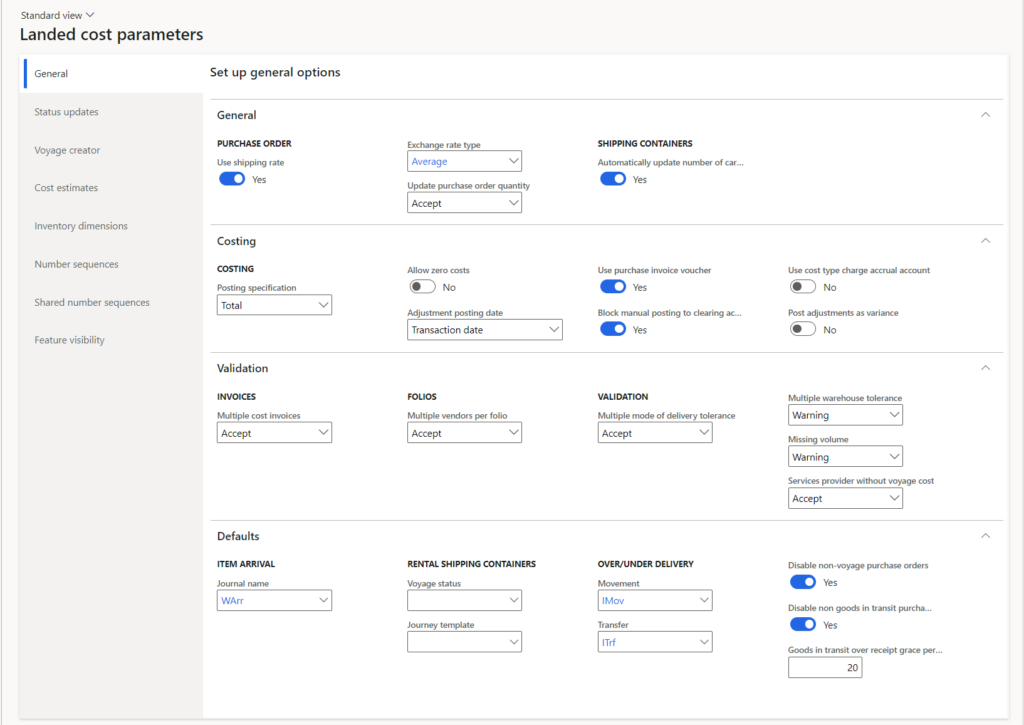 landed cost module setup