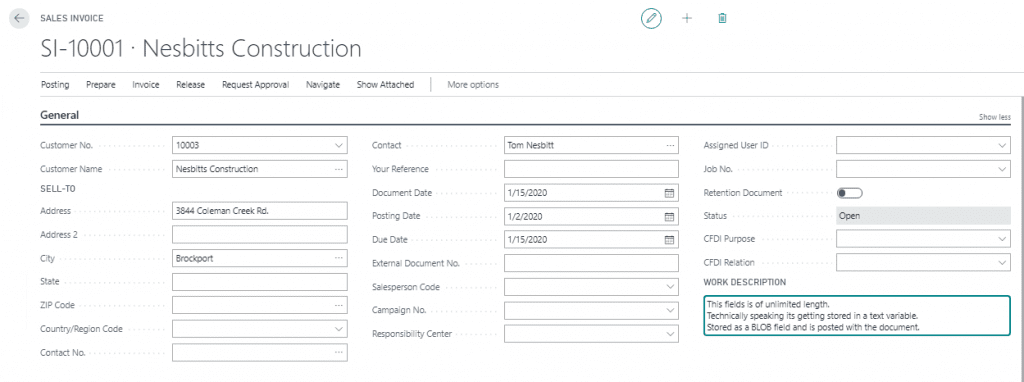 SALES INVOICE FOR CONSTRUCTION