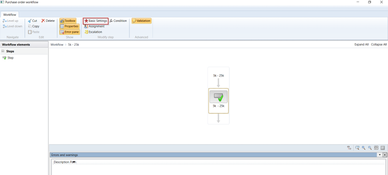 assignment step within approval elements